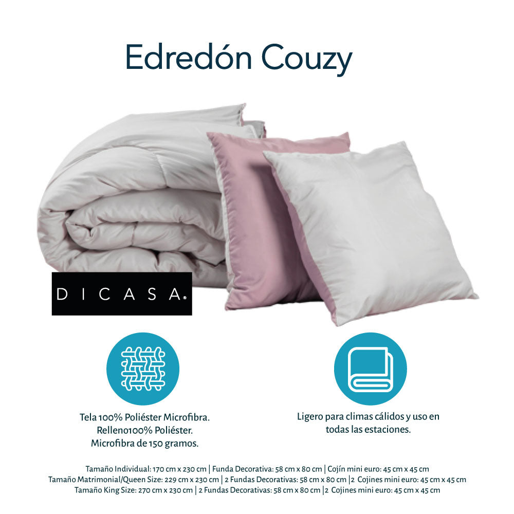 Edredón Couzy Gris y Lila con Ropa de cama