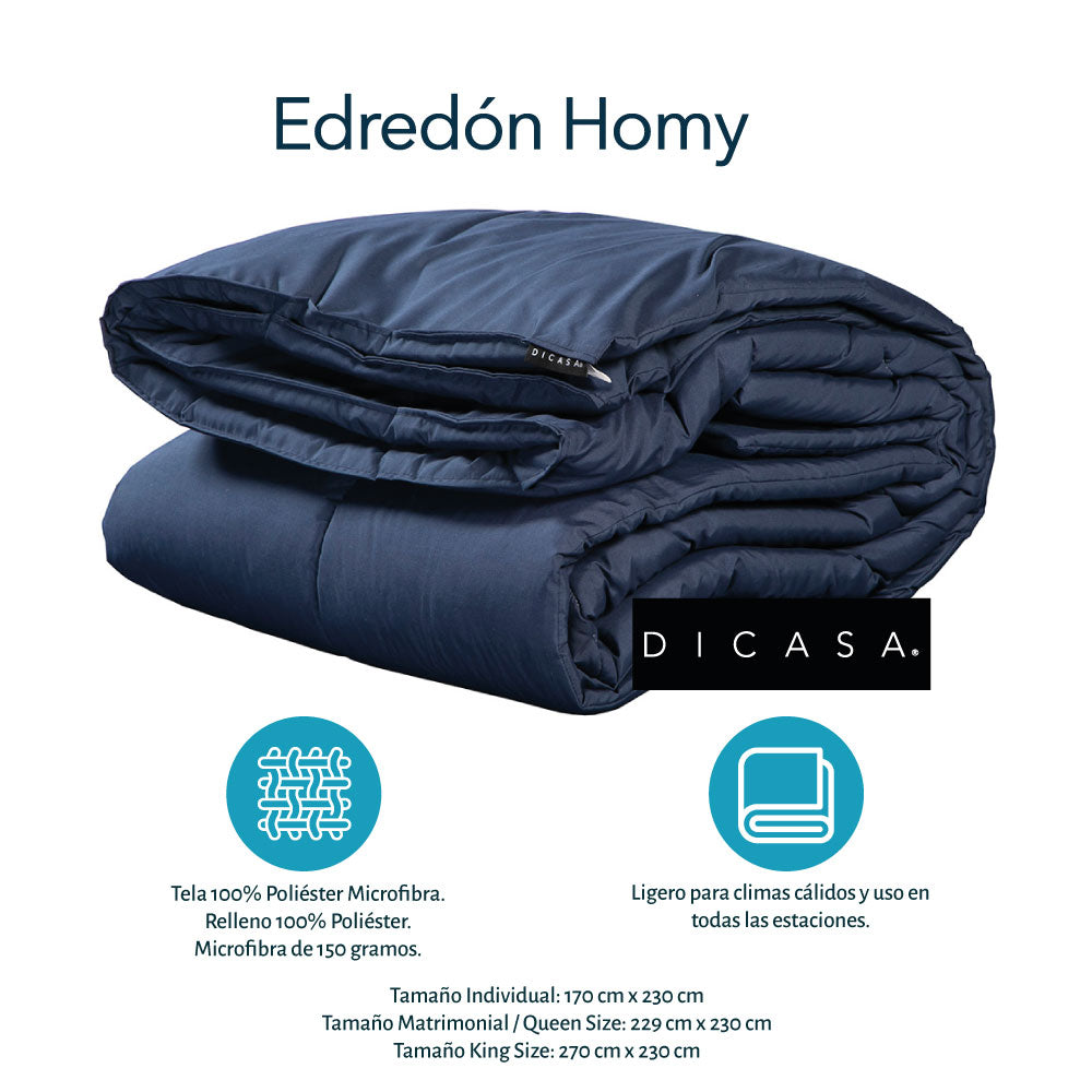 Edredón Homy Azul Marino con Ropa de Cama