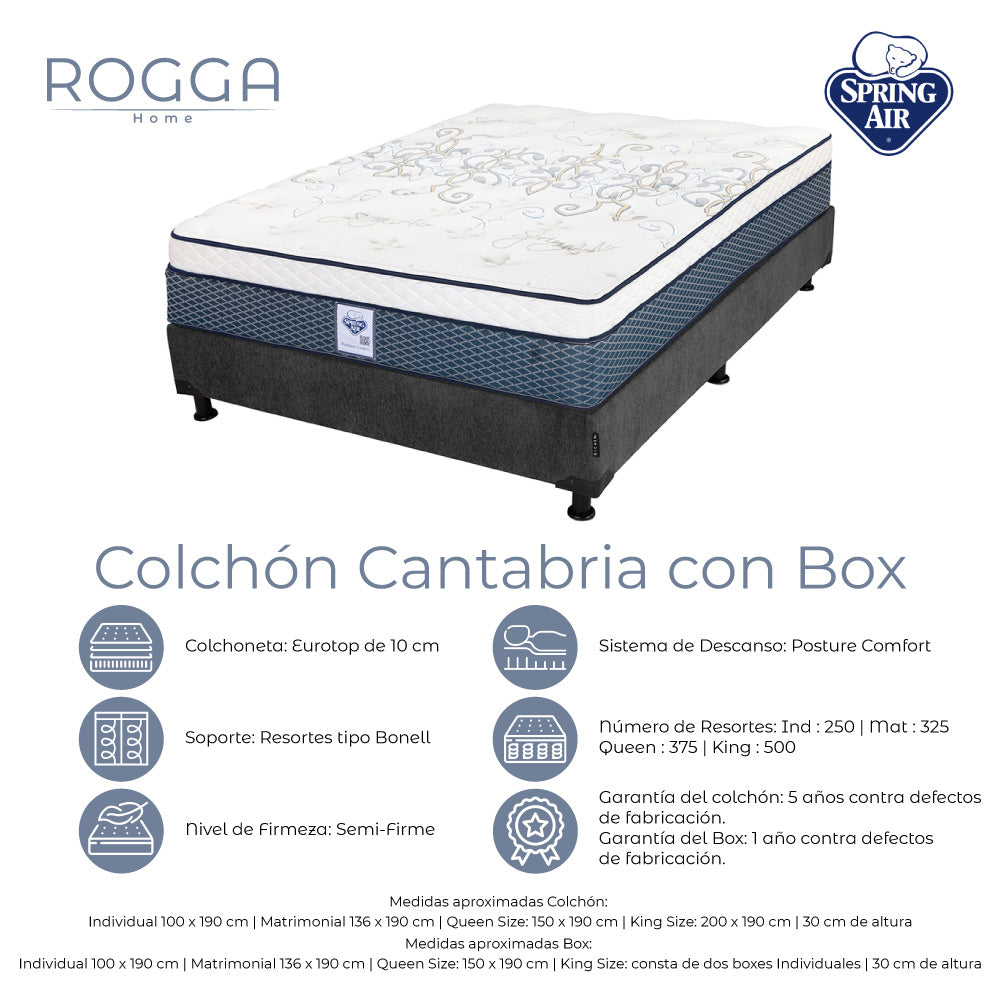 Colchón Spring Air Cantabria con Box con Ropa de Cama