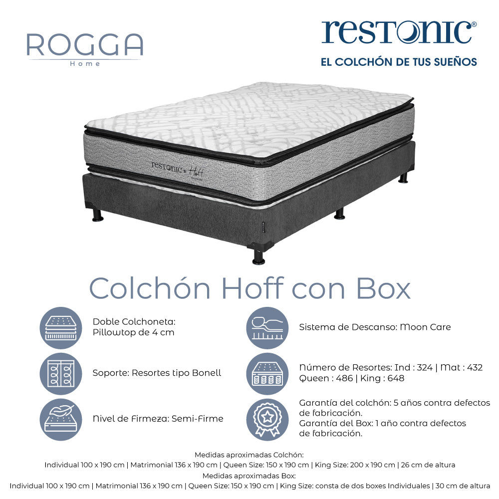 Colchón Restonic Lipa con Box con Ropa de Cama
