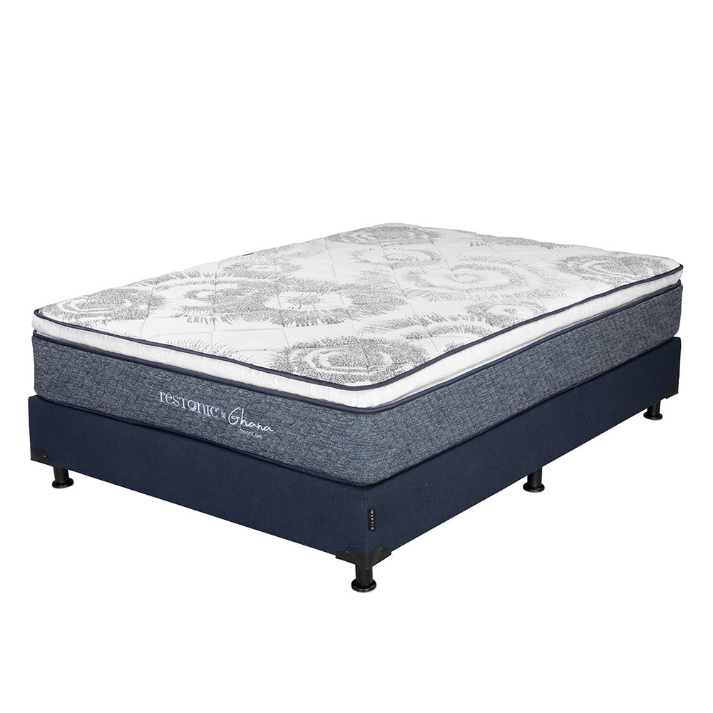 Colchón Restonic Ghana con Box con Ropa de Cama