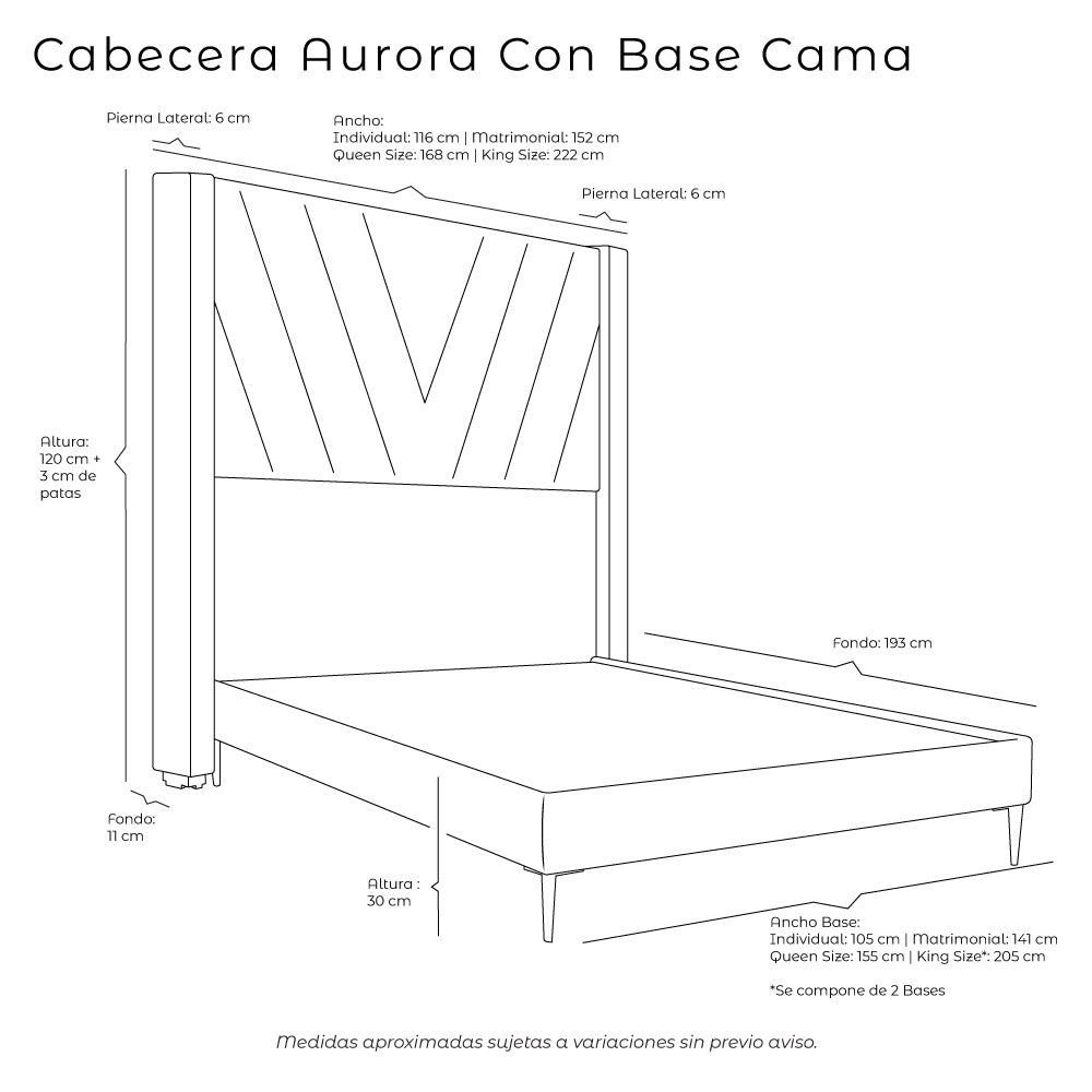 Cabecera Aurora con Base Cama Slim