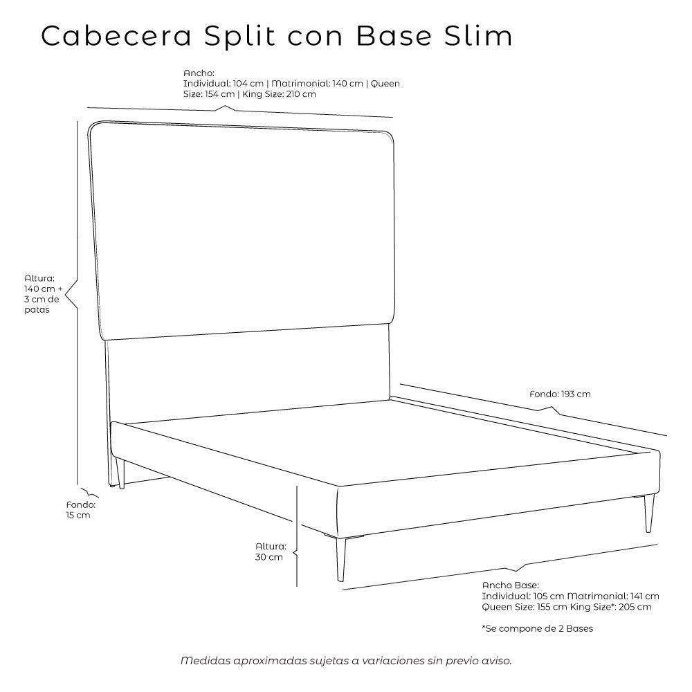 Cabecera Split con Base Cama Slim