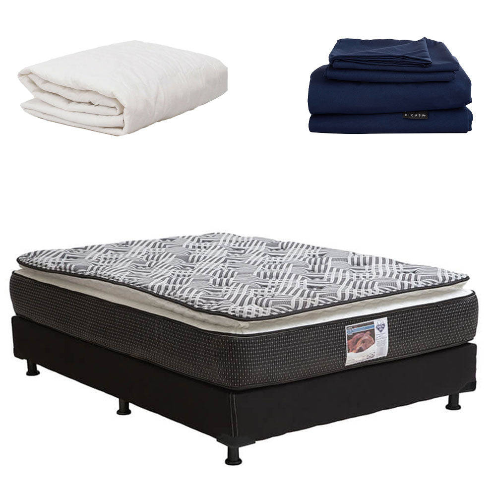 Colchón Spring Air Omega con Box con Ropa de Cama