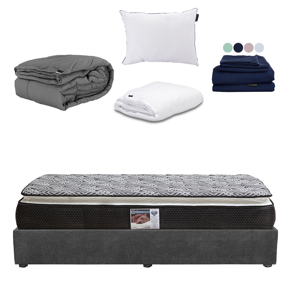 Colchón Spring Air Omega con Base Cama y Ropa de Cama