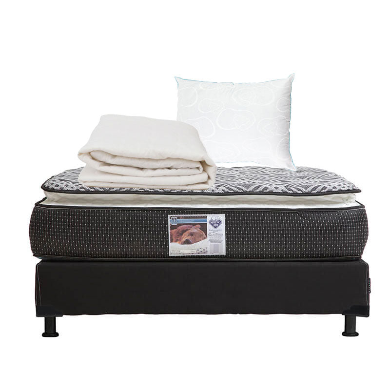 Colchón Spring Air Omega con Box con Ropa de Cama