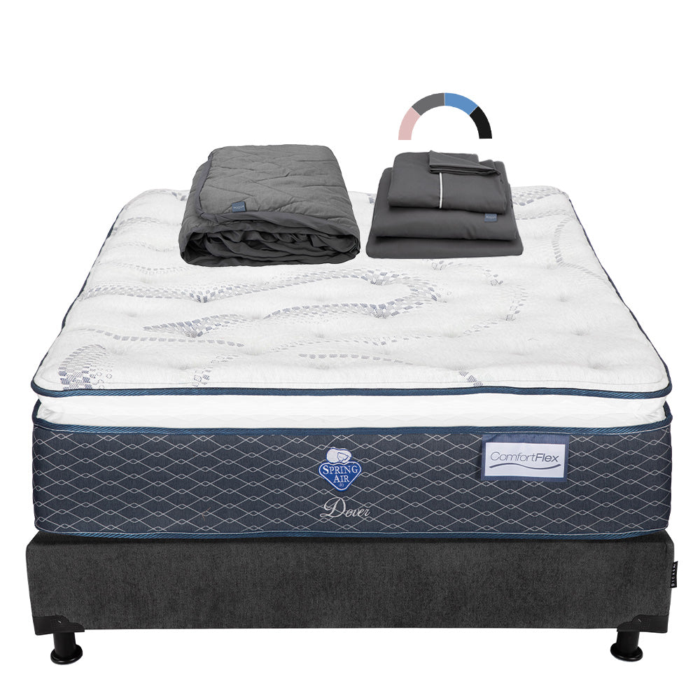 Colchón Spring Air Dover con Box con Ropa de Cama
