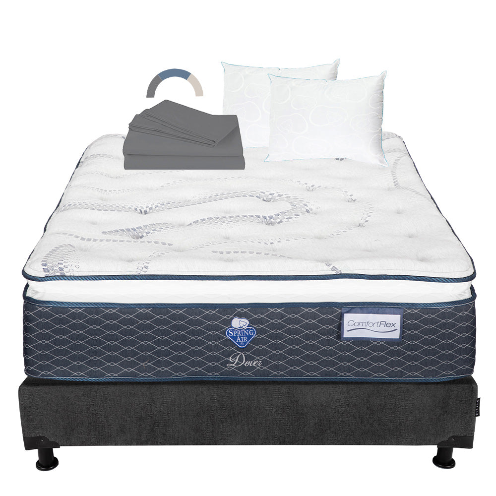 Colchón Spring Air Dover con Box con Ropa de Cama