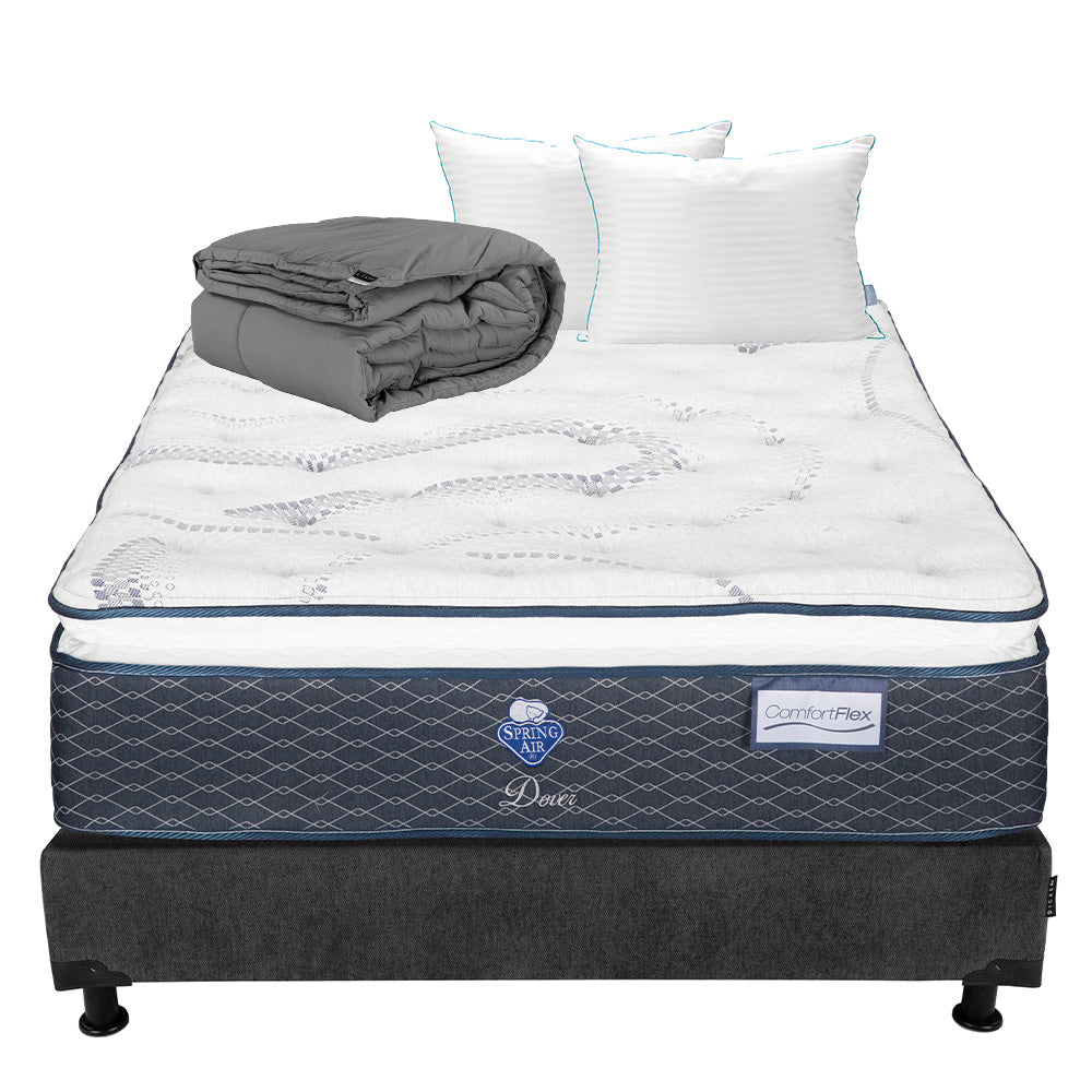 Colchón Spring Air Dover con Box con Ropa de Cama