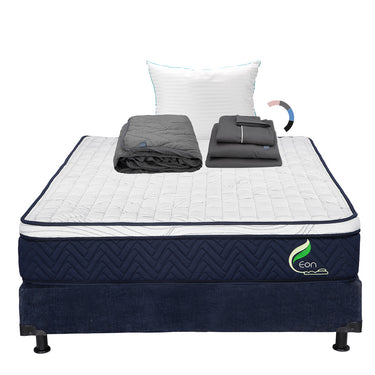 Colchón con Box y Ropa de Cama