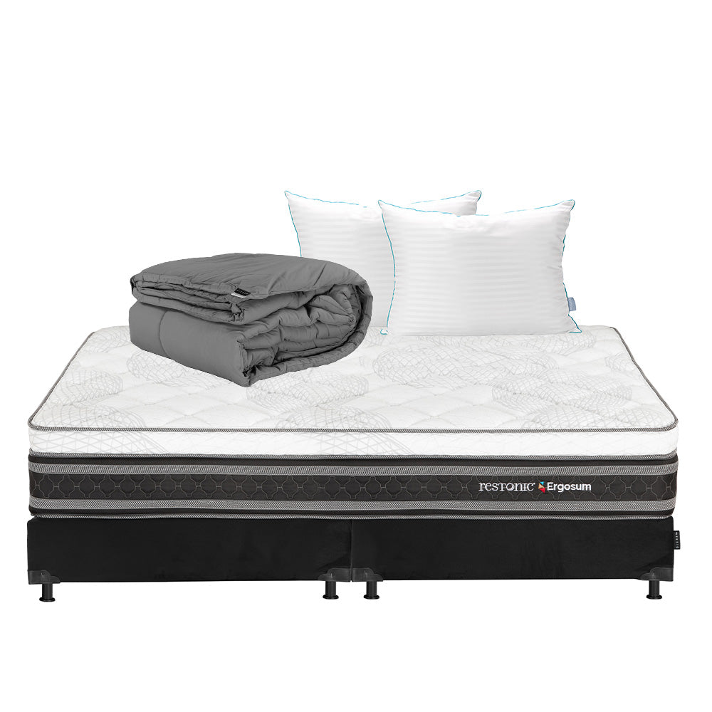 Colchón Restonic Ergosum Con Box Con Ropa de Cama