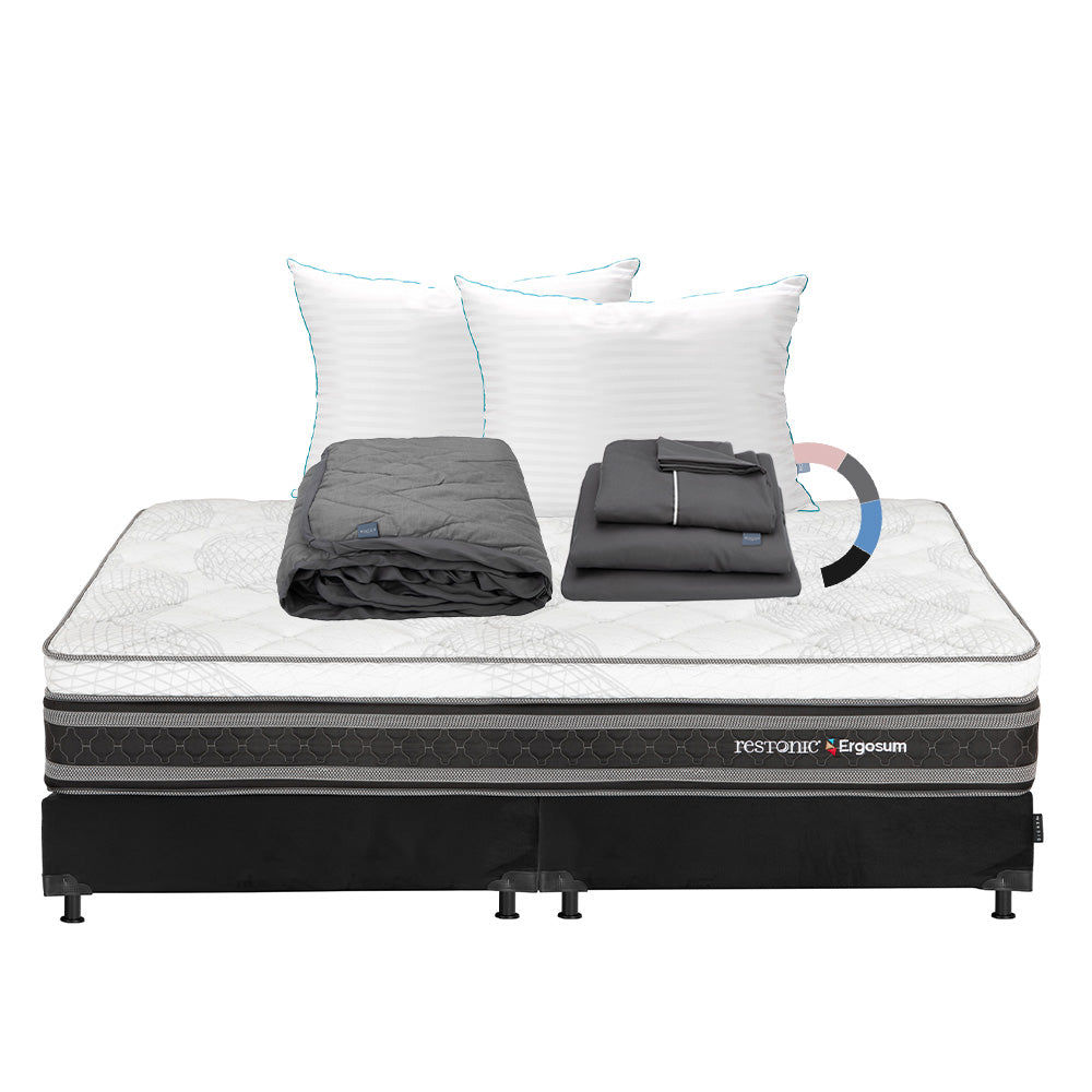 Colchón Restonic Ergosum Con Box Con Ropa de Cama