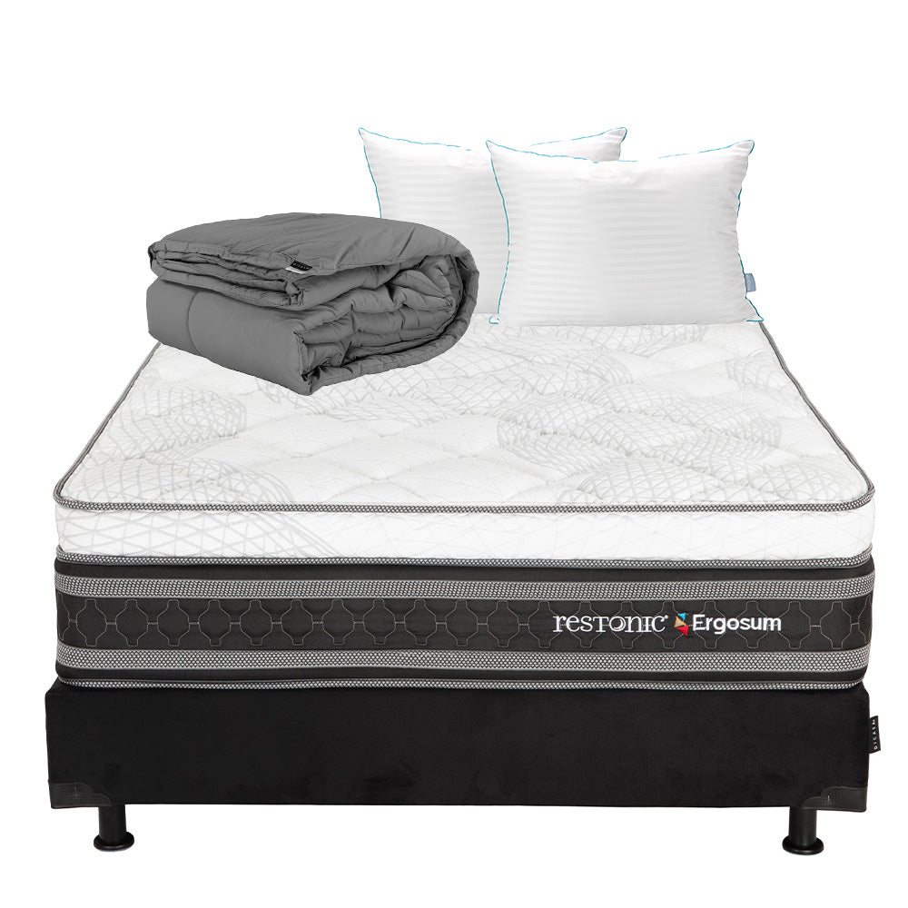 Colchón Restonic Ergosum Con Box Con Ropa de Cama