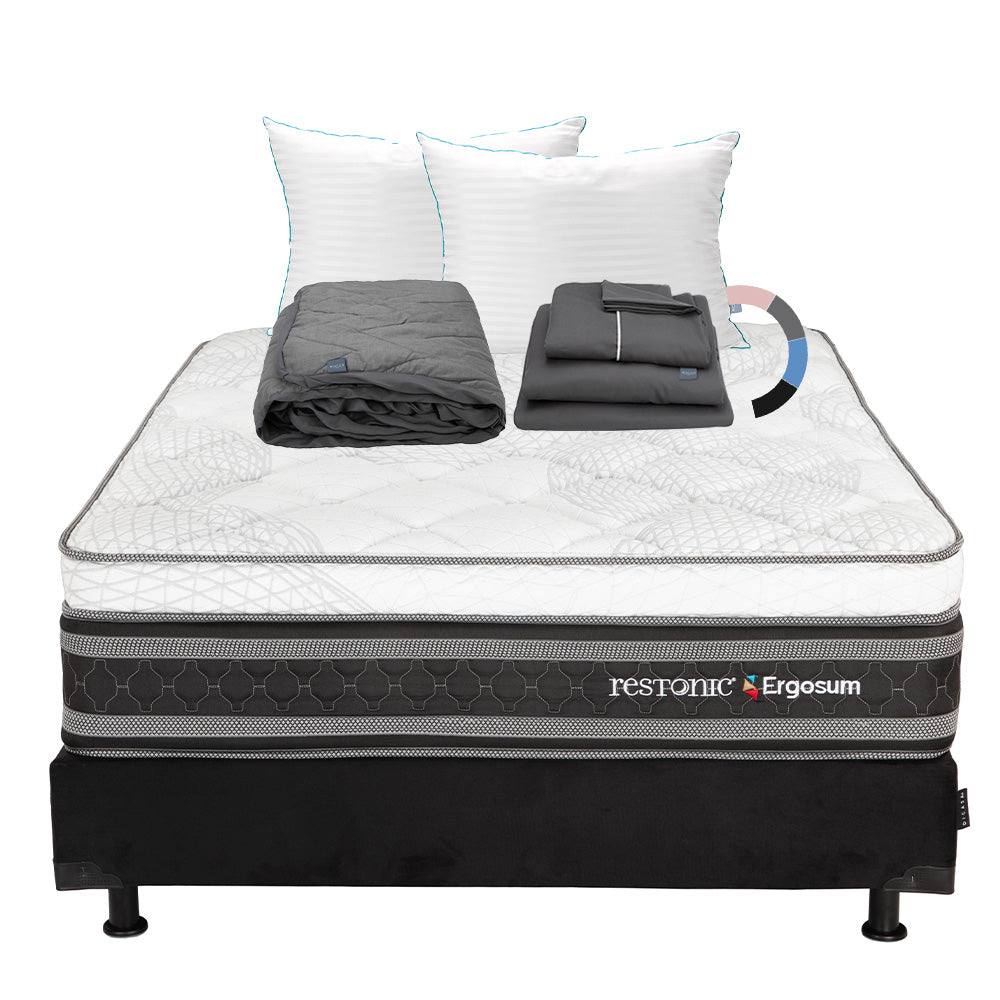 Colchón Restonic Ergosum Con Box Con Ropa de Cama