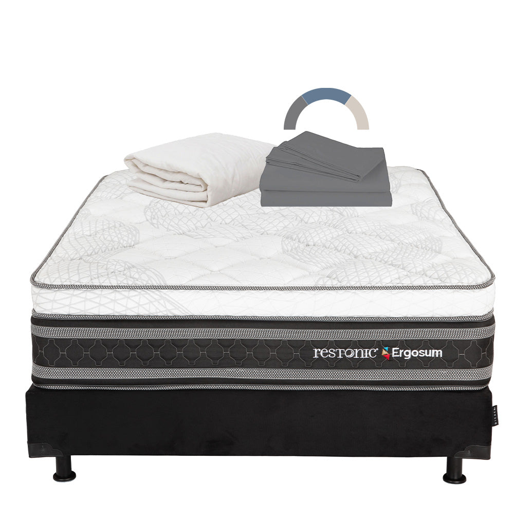 Colchón Restonic Ergosum Con Box Con Ropa de Cama