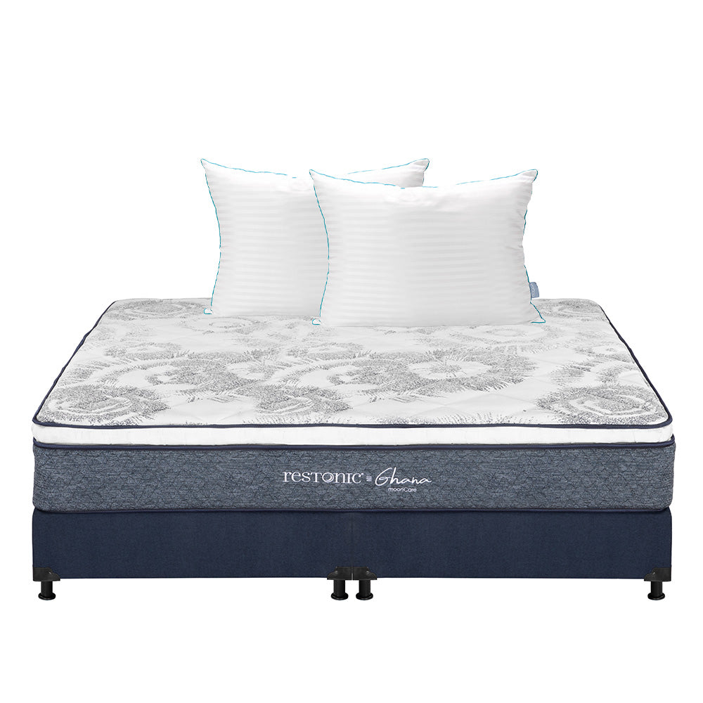 Colchón Restonic Ghana con Box con Ropa de Cama