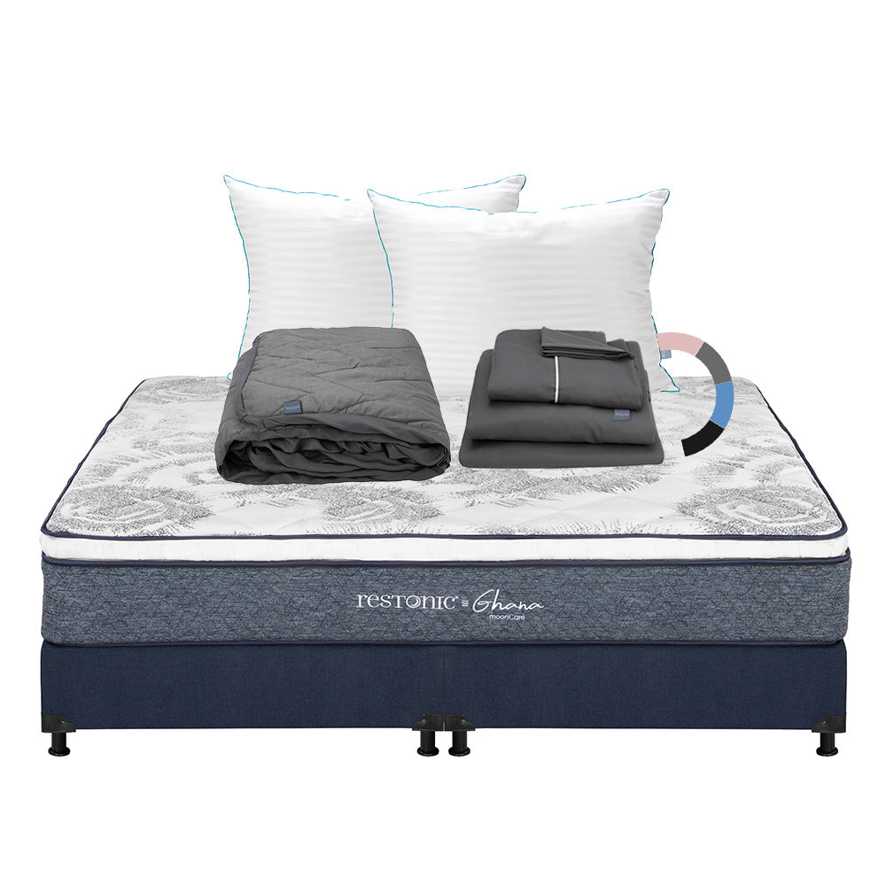 Colchón Restonic Ghana con Box con Ropa de Cama