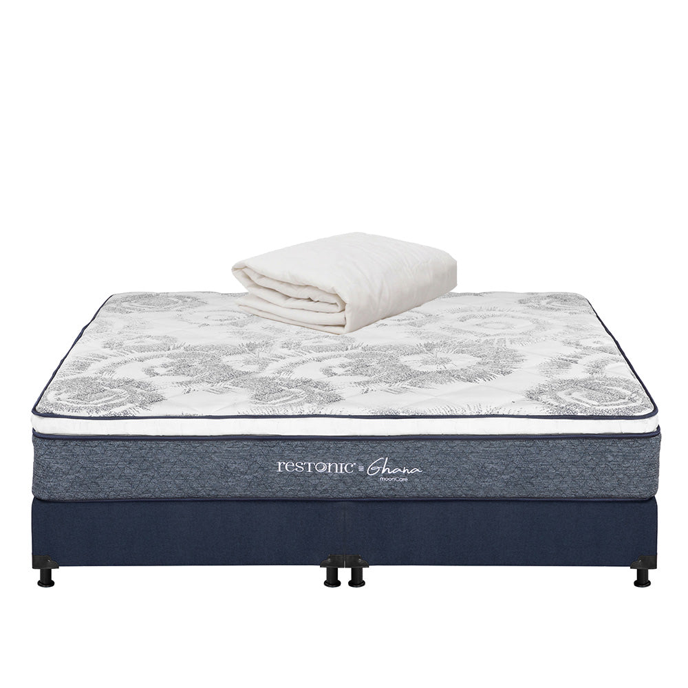 Colchón Restonic Ghana con Box con Ropa de Cama
