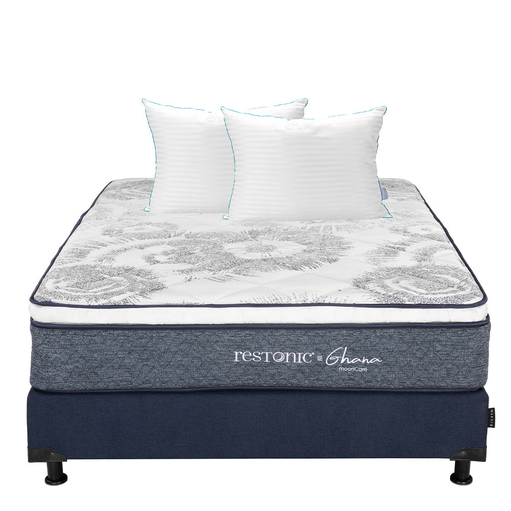 Colchón Restonic Ghana con Box con Ropa de Cama
