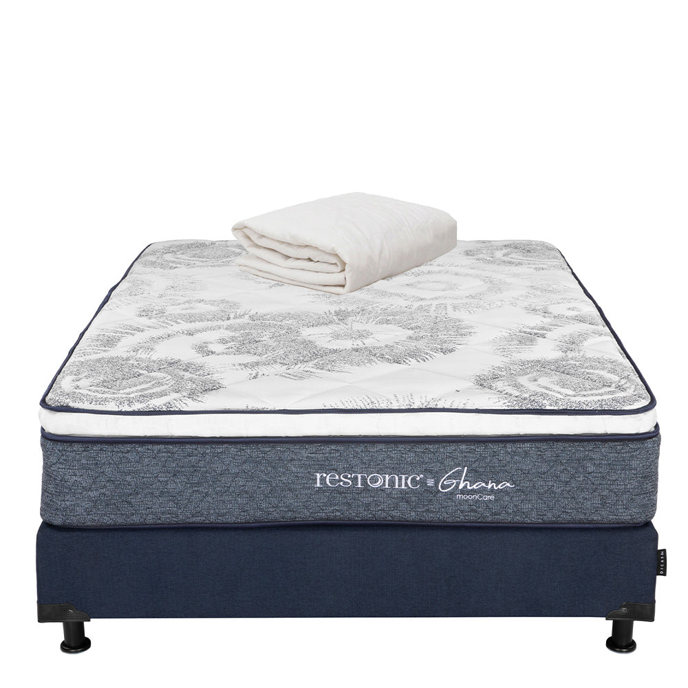 Colchón Restonic Ghana con Box con Ropa de Cama