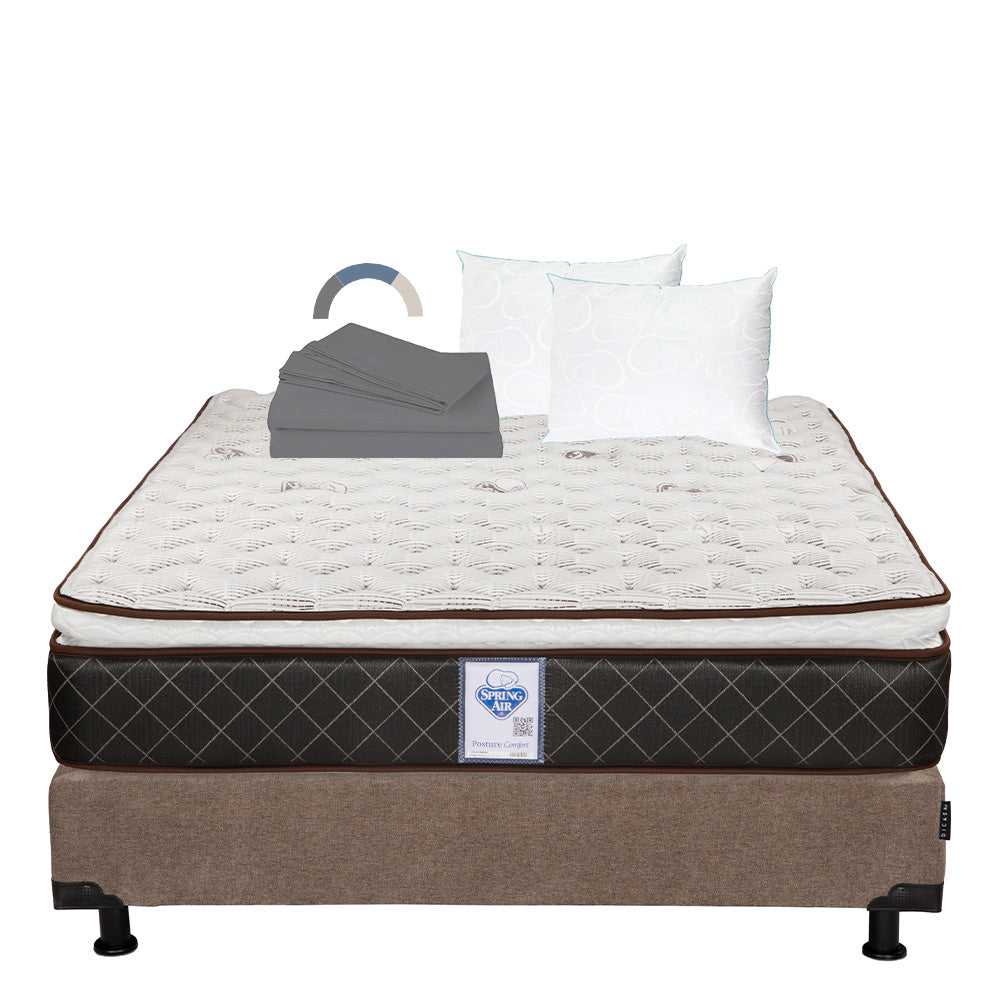 Colchón Spring Air Minesota con Box con Ropa de Cama