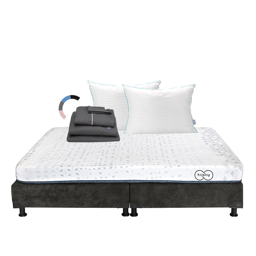 Colchón en Caja Trinity con Box con Ropa de Cama
