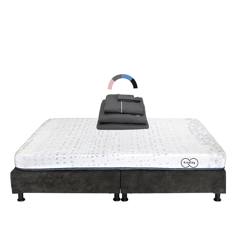 Colchón en Caja Trinity con Box con Ropa de Cama