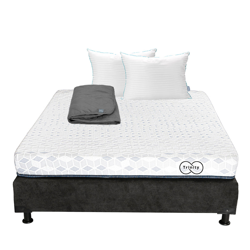 Colchón en Caja Trinity con Box con Ropa de Cama