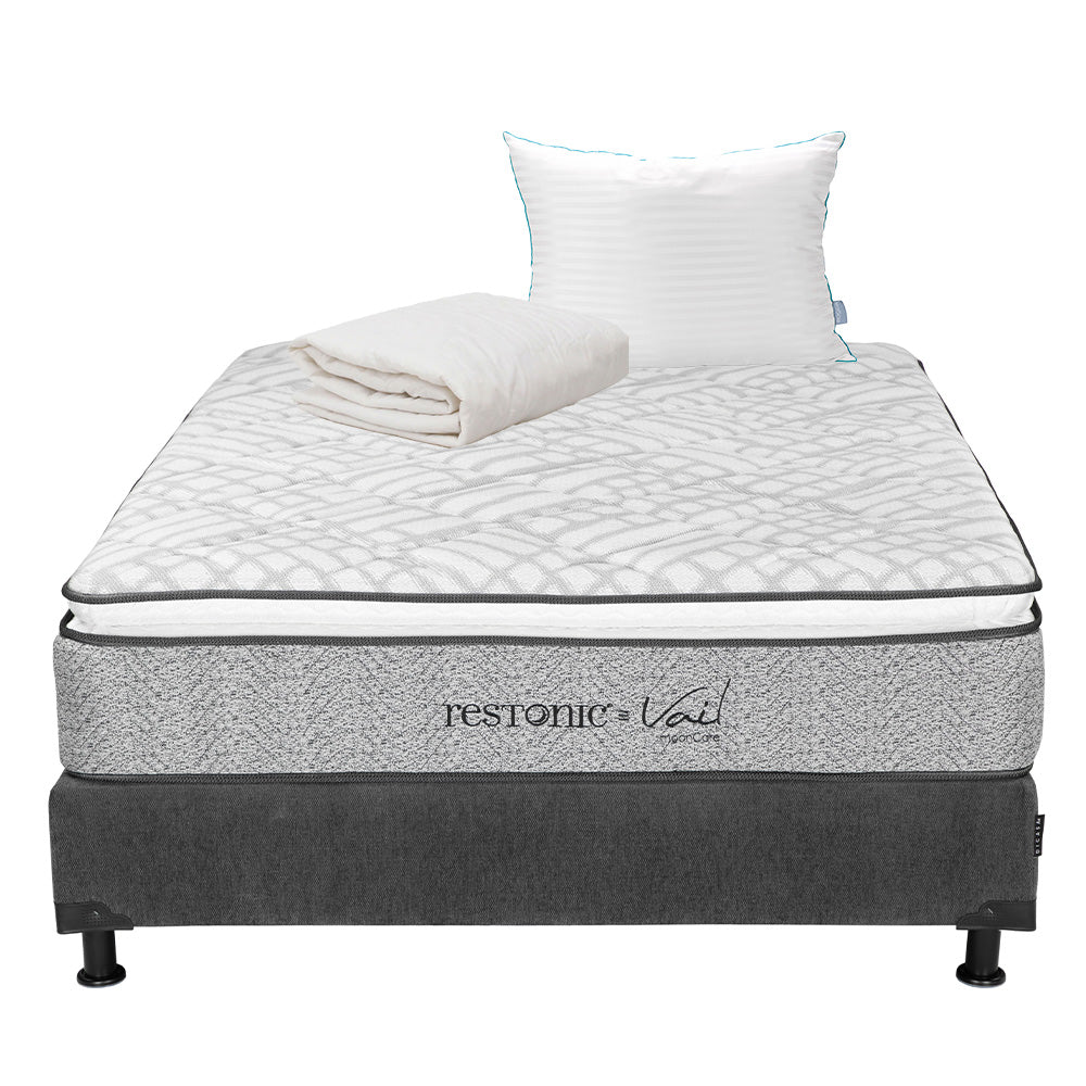 Colchón Restonic Vail con Box con Ropa de Cama