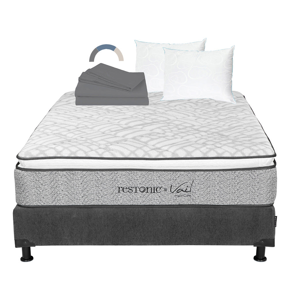 Colchón Restonic Vail con Box con Ropa de Cama