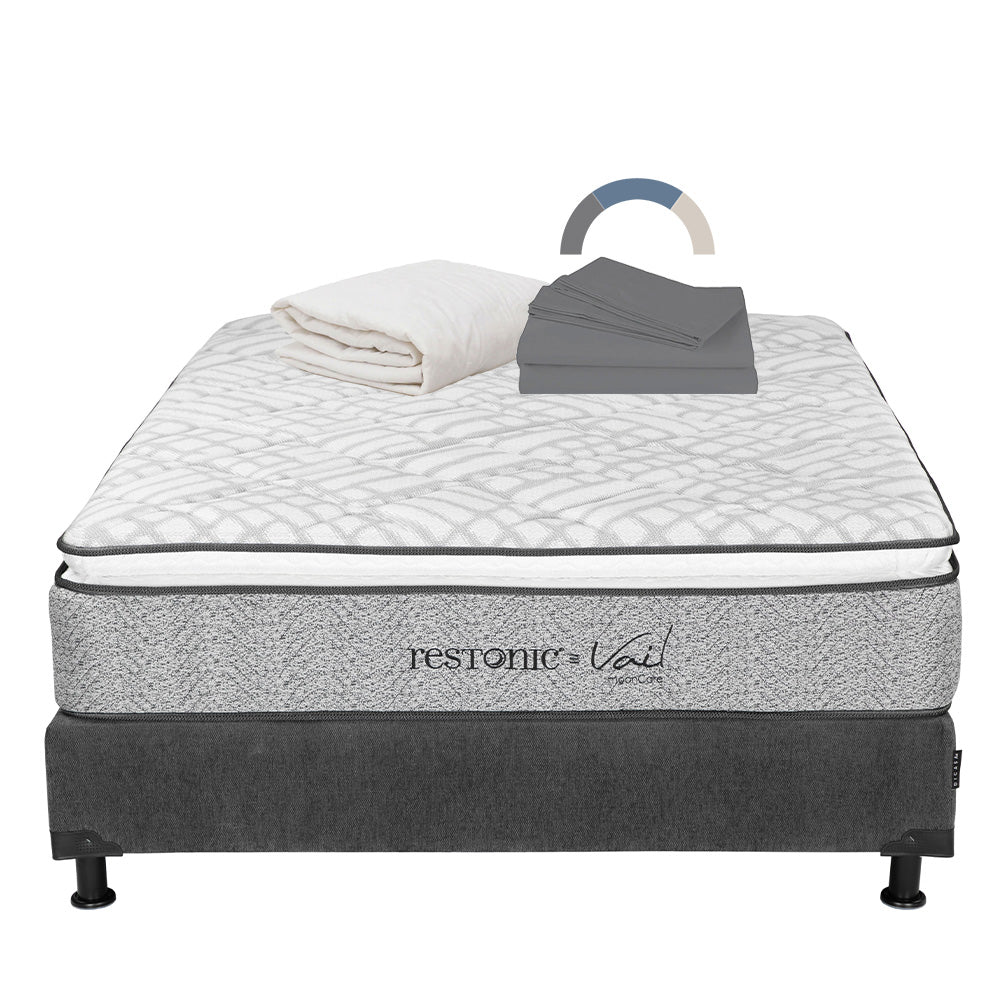 Colchón Restonic Vail con Box con Ropa de Cama