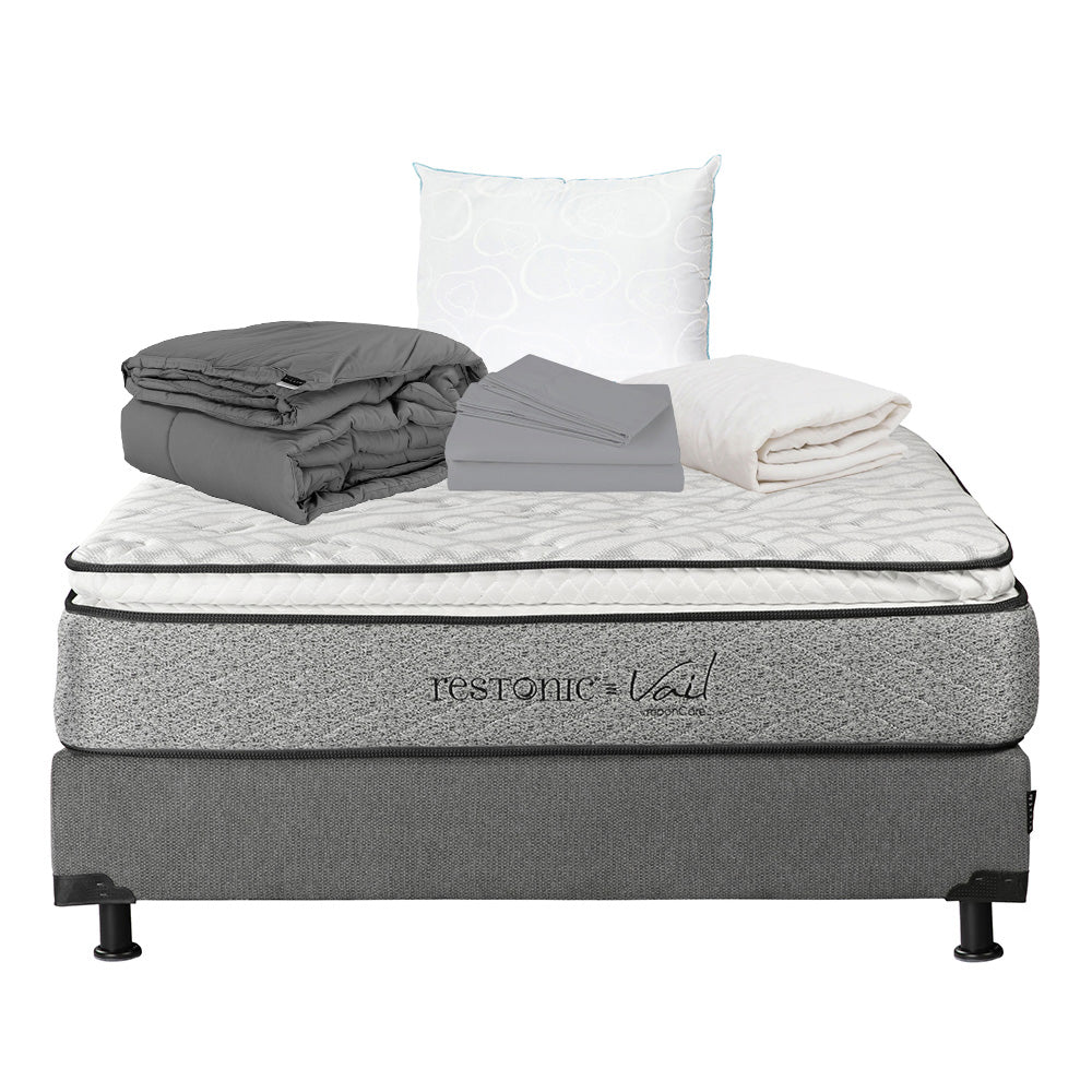 Colchón Restonic Vail con Box con Ropa de Cama