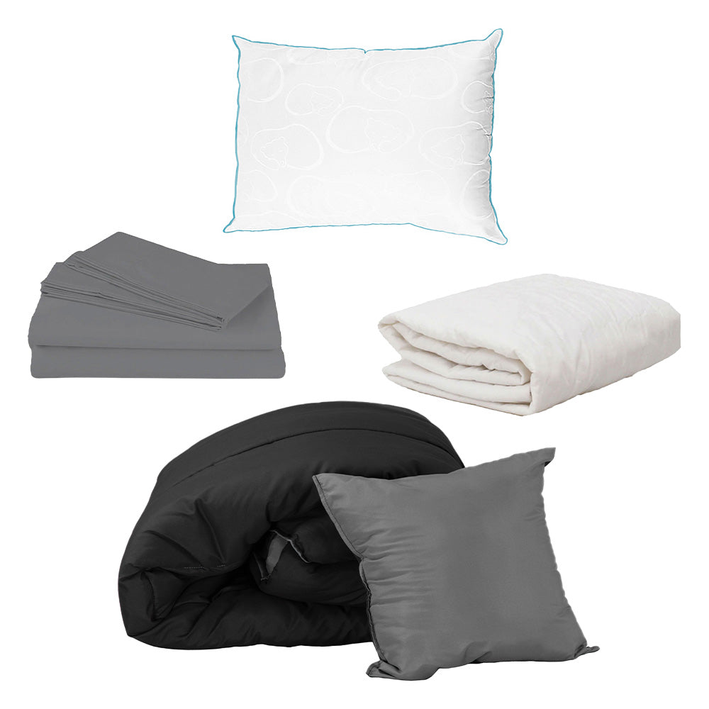 Edredón Couzy Negro-Gris Oxford con Ropa de Cama