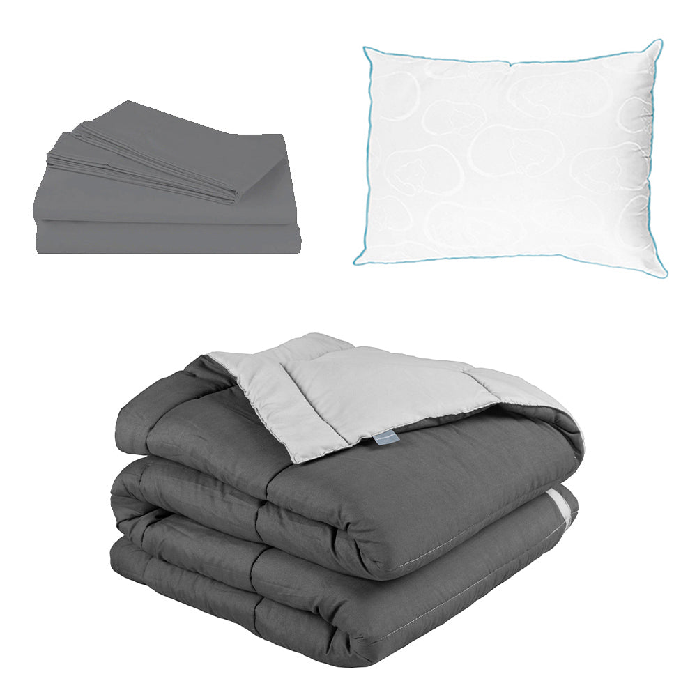 Edredón Rogga Gris Oxford-Gris Perla con Ropa de Cama