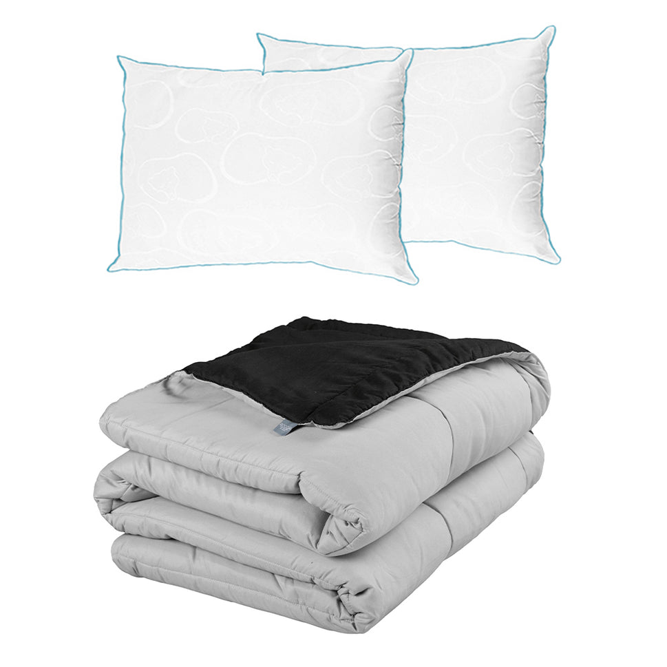 Edredón Rogga Negro-Gris Perla con Ropa de Cama
