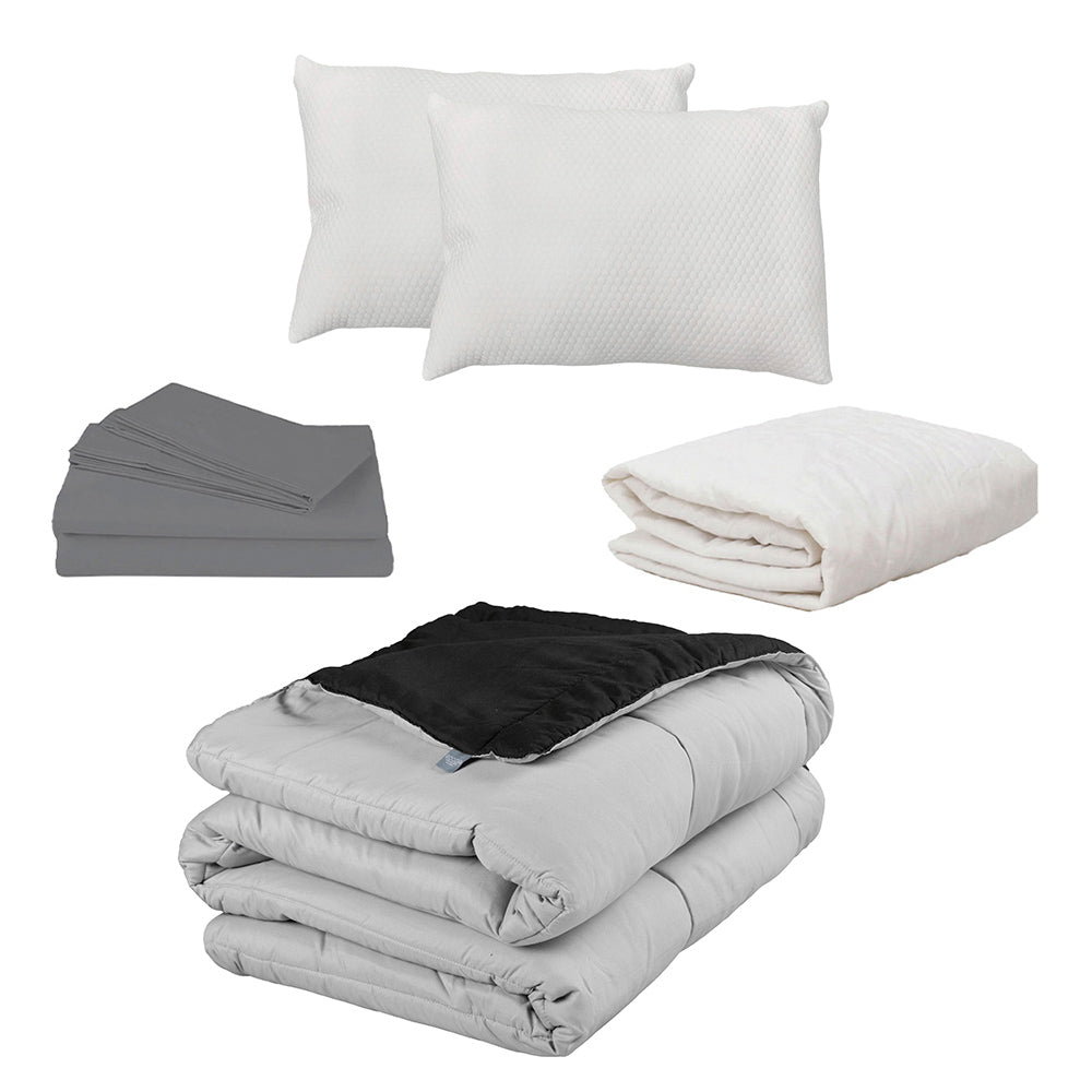 Edredón Rogga Negro-Gris Perla con Ropa de Cama