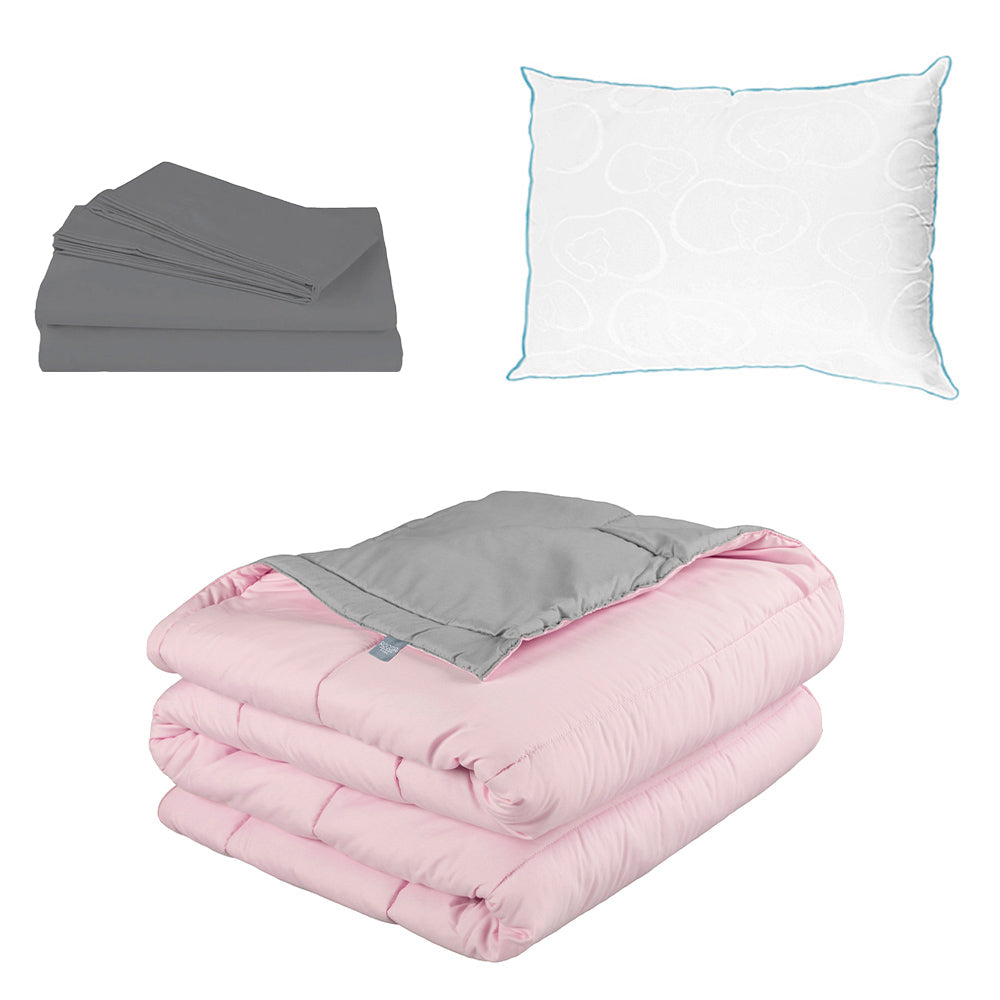 Edredón Rogga Rosa-Gris Perla con Ropa de Cama