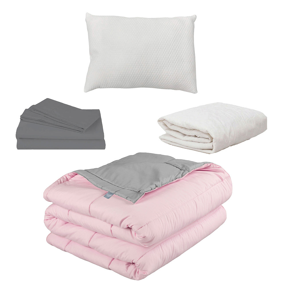 Edredón Rogga Rosa-Gris Perla con Ropa de Cama