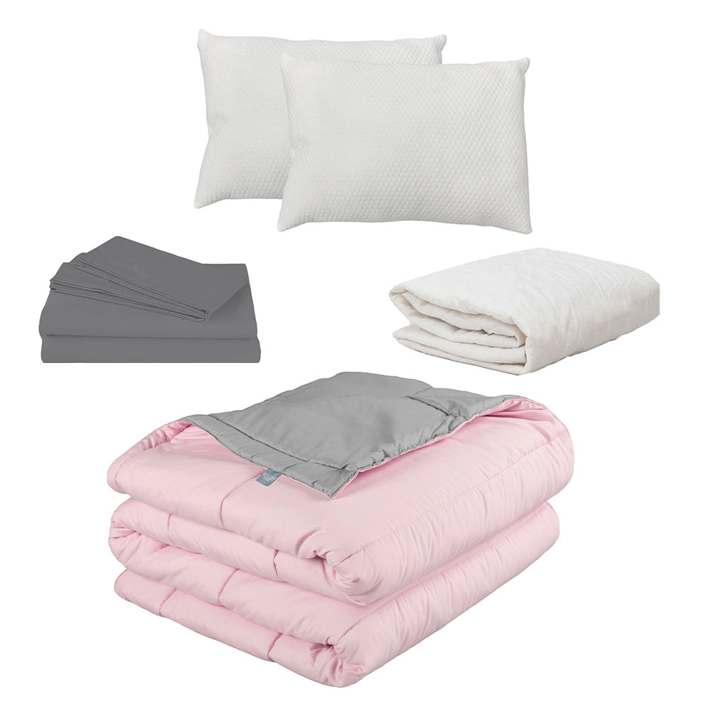 Edredón Rogga Rosa-Gris Perla con Ropa de Cama