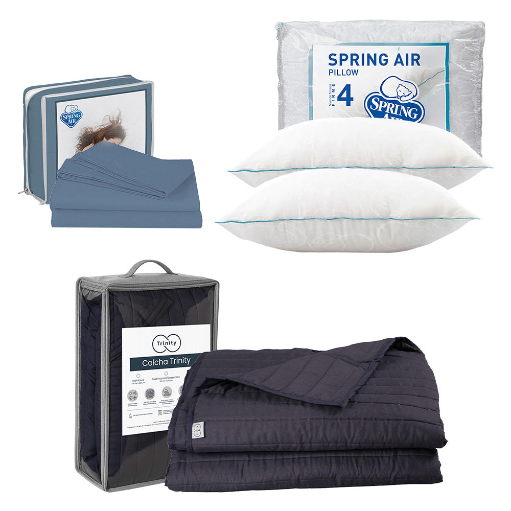 Colcha Trinity Azul Marino con Ropa de Cama
