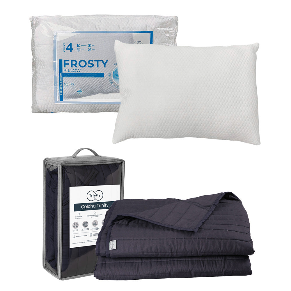 Colcha Trinity Azul Marino con Ropa de Cama