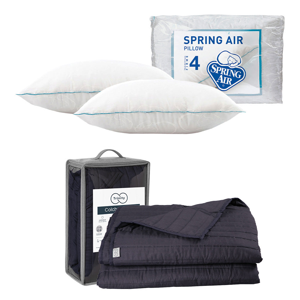 Colcha Trinity Azul Marino con Ropa de Cama