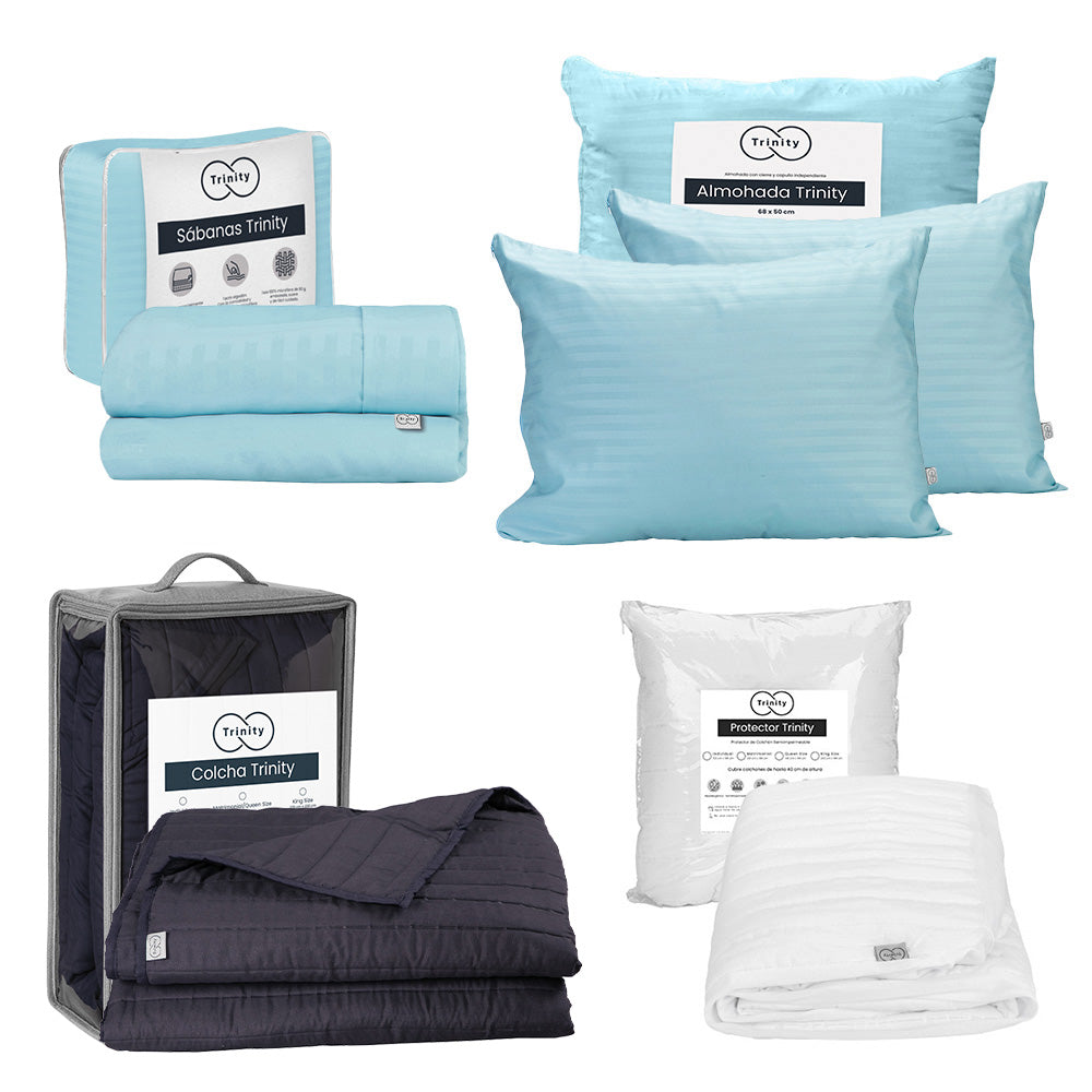 Colcha Trinity Azul Marino con Ropa de Cama