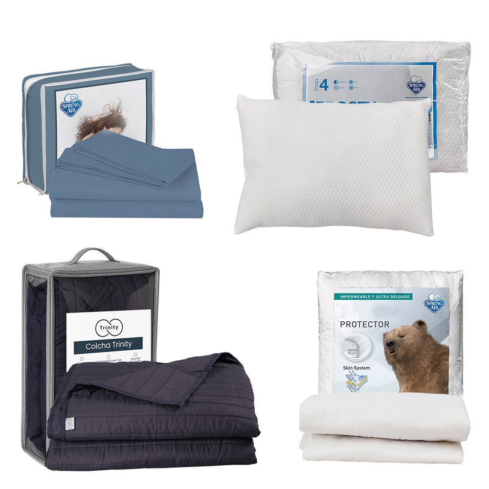 Colcha Trinity Azul Marino con Ropa de Cama