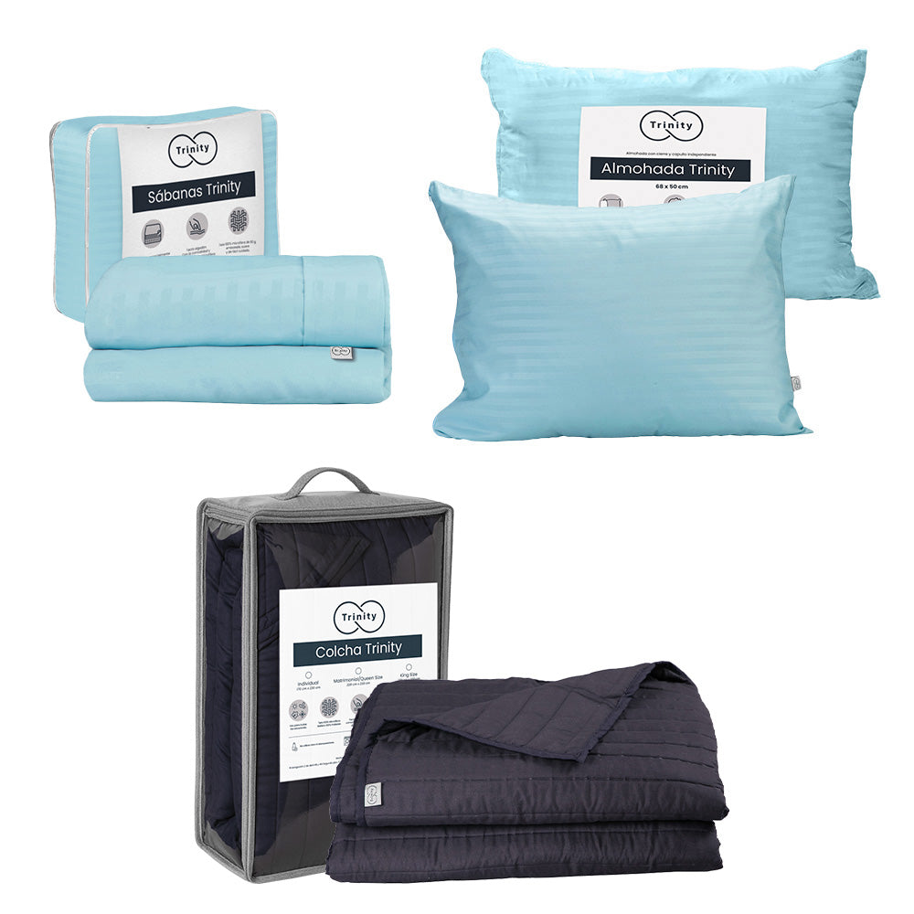 Colcha Trinity Rosa con Ropa de Cama