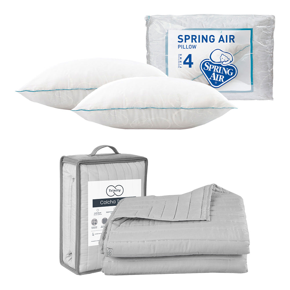 Colcha Trinity Gris Perla con Ropa de Cama