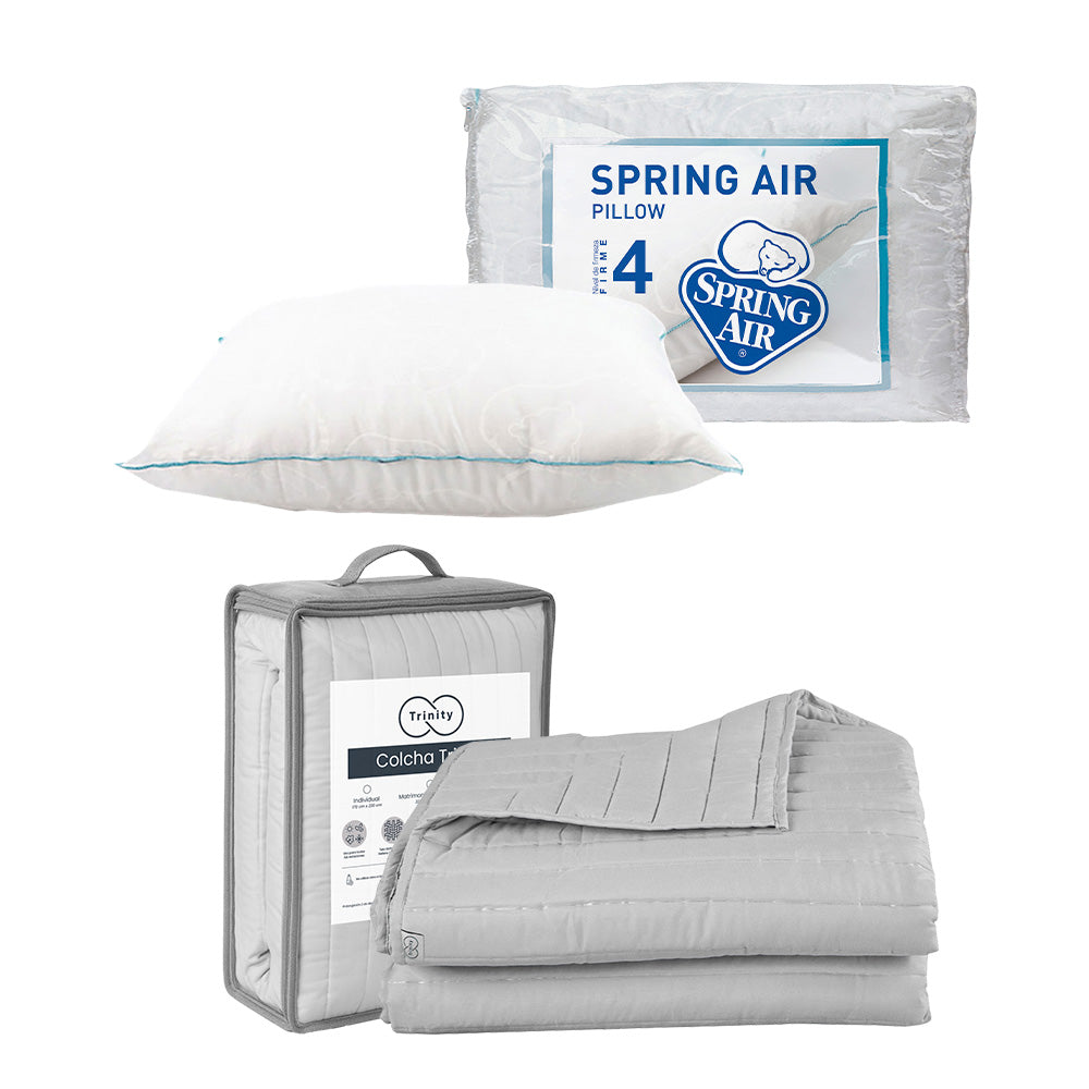 Colcha Trinity Gris Perla con Ropa de Cama