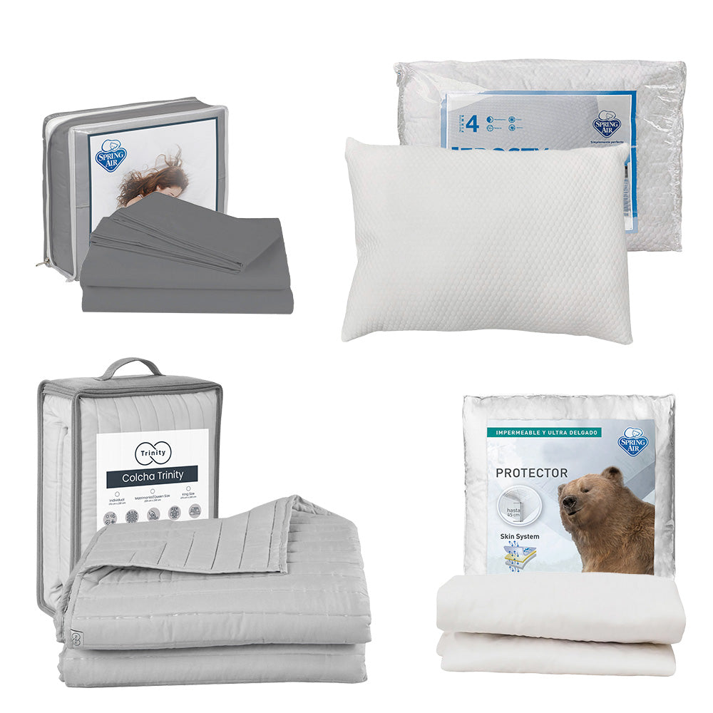 Colcha Trinity Negra con Ropa de Cama