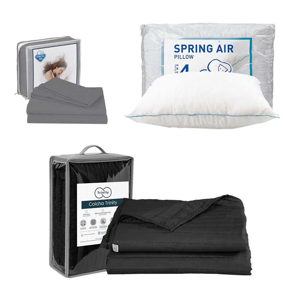 Colcha Trinity Negra con Ropa de Cama