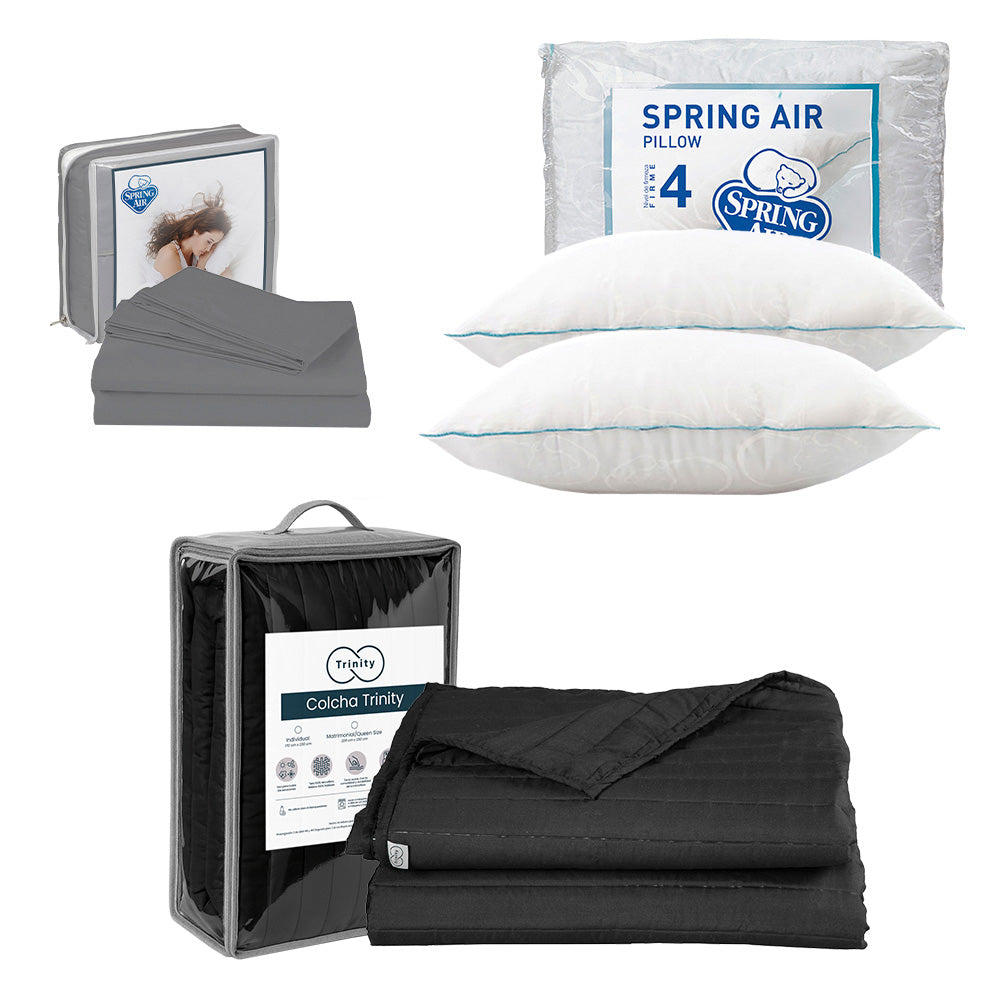 Colcha Trinity Negra con Ropa de Cama
